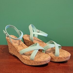 Mint Green Wedge Sandals